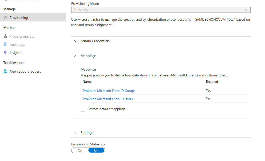 Azure Provisioning Attribute Mapping Overview