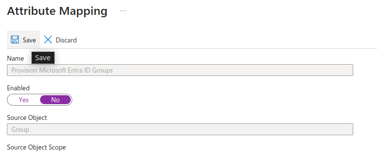 Azure Provisioning Disable Group Mapping