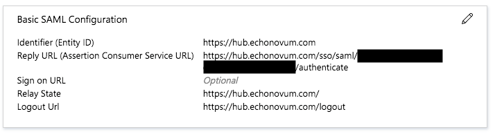 Azure Single sign-on SAML basic config