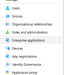 Azure Active Directory in menu